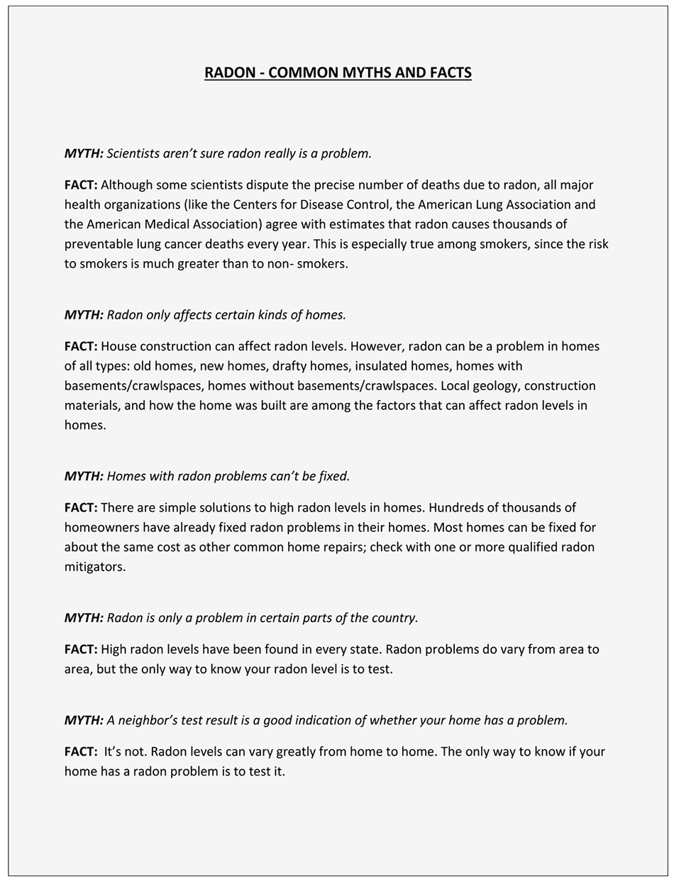 Radon Myths and Facts